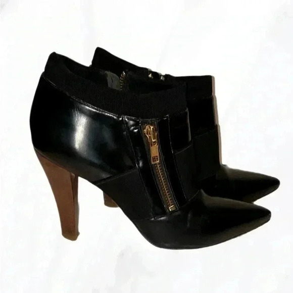 DKNY stylish day 2 nite black ankle patent leather zippered booties heel 8.5 - Picture 3 of 5